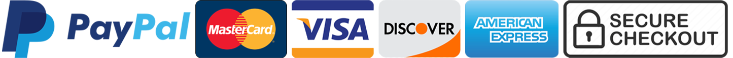 PayPal, Mastercard, Visa, Discover, American Express and secure checkout